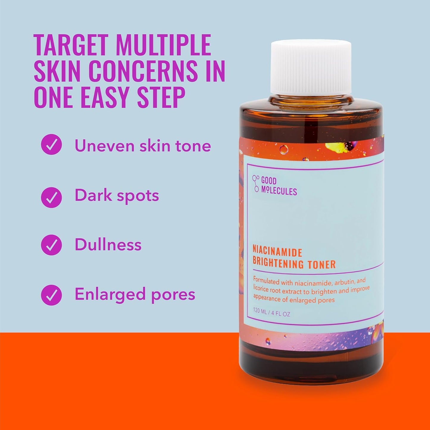 HotGood Molecules Niacinamide Brightening Toner - Toner for Face with Niacinamide and Arbutin for Skin Tone Balancing - Minimizes the Look of Pores, Facial Skin Care