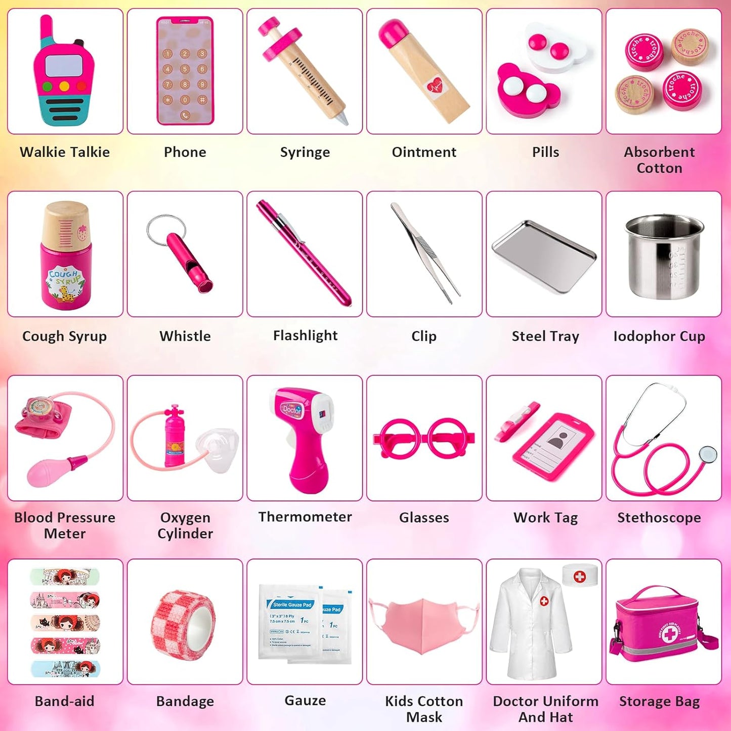 Hot EFO SHM Doctor Kit for Kids Girls, 34 Pcs Kids Doctor Kit for Toddlers 3-5 with Medical Storage Bag & Real Stethoscope, Pretend Play Set for Boys Girls Fun Role Playing Game