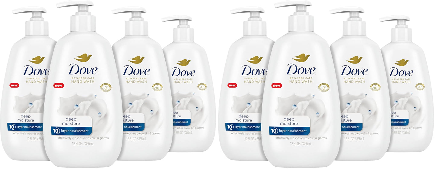 HotDove Advanced Care Hand Wash Deep Moisture 4 Count for Soft, Smooth Skin, More Moisturizers Than the Leading Ordinary Hand Soap, 12 oz