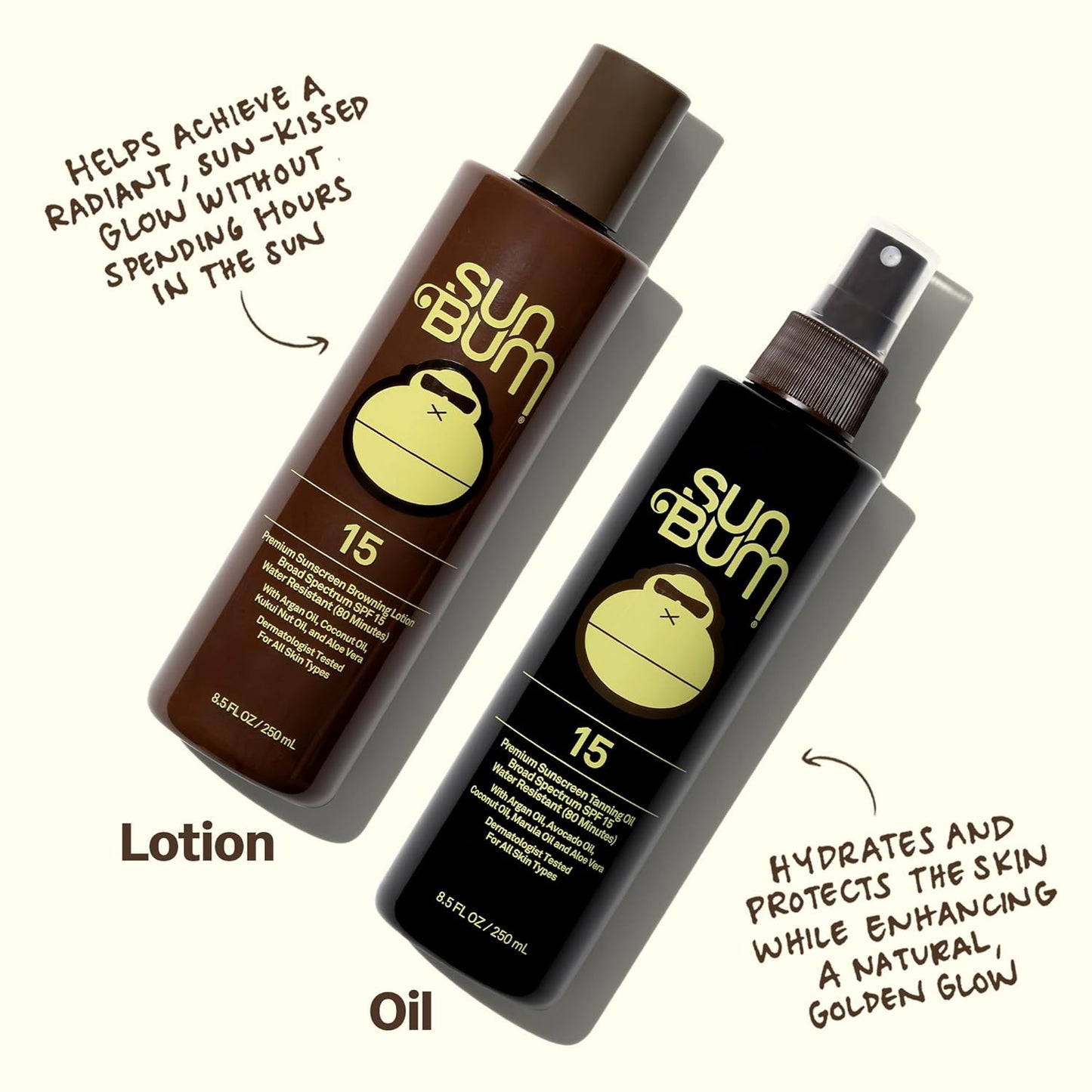 HotSun Bum SPF 15 Moisturizing Tanning Oil - Vegan and Hawaii 104 Act Compliant (Without Octinoxate & Oxybenzone) - Broad Spectrum Moisturizing - UVA/UVB Protection - 8.5 oz