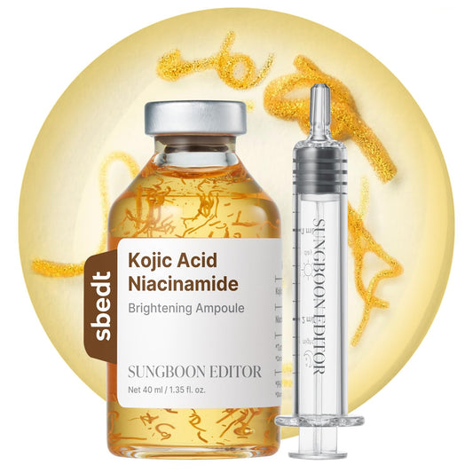 HotSUNGBOON EDITOR Glow Intensive Kojic Acid Ampoule, Radiance-Boosting Serum for Face with Kojic Acid, Turmeric & PHA, For Uneven Skin Tone & Dark Spot Care, Korean Skincare Serum, 1.35 fl oz