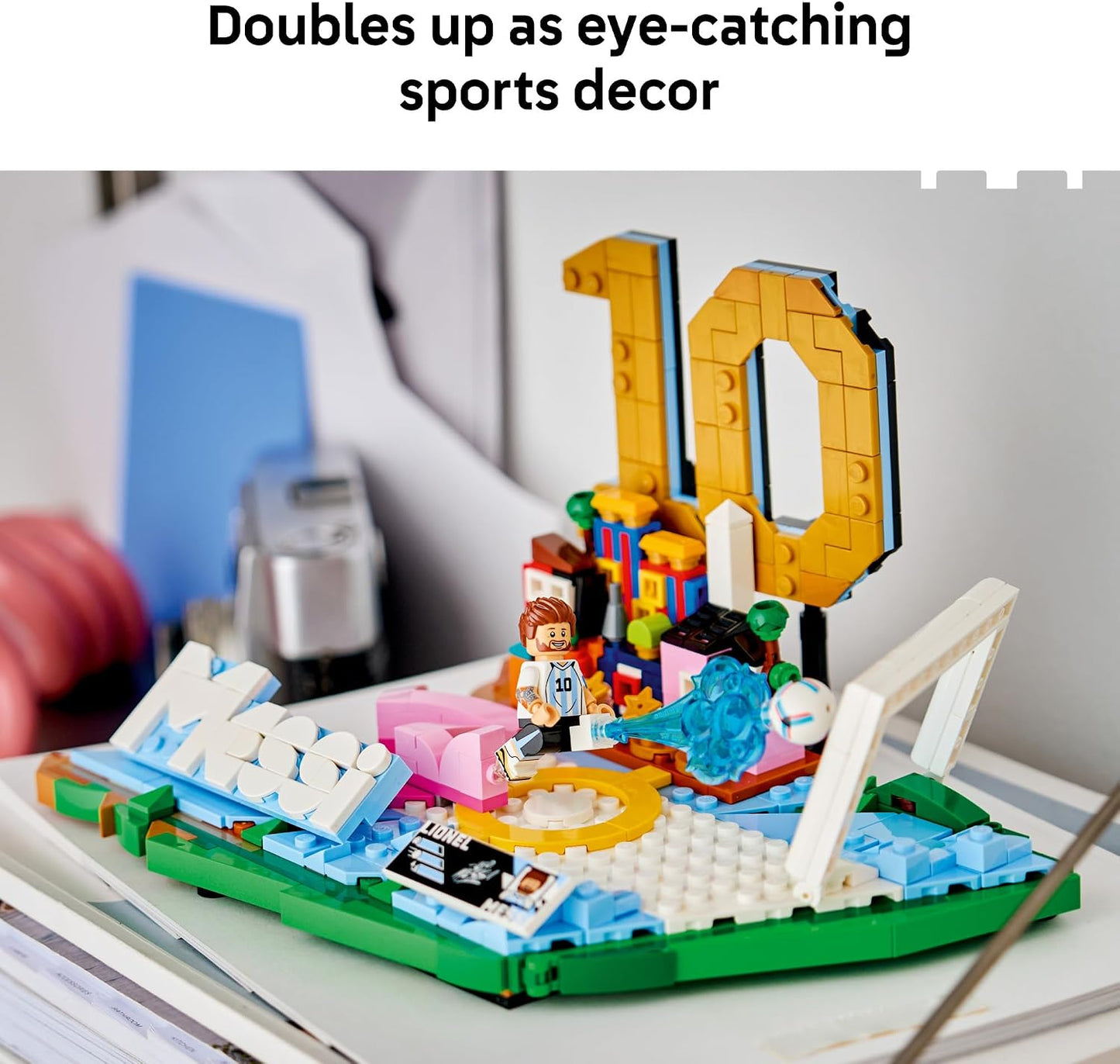 HotLEGO Editions Lionel Messi – Soccer Highlights - Building Set for Boys & Girls, Ages 10+ - Collectible Soccer Gift with Plaque - Kids Bedroom or Shelf Decor - 43011