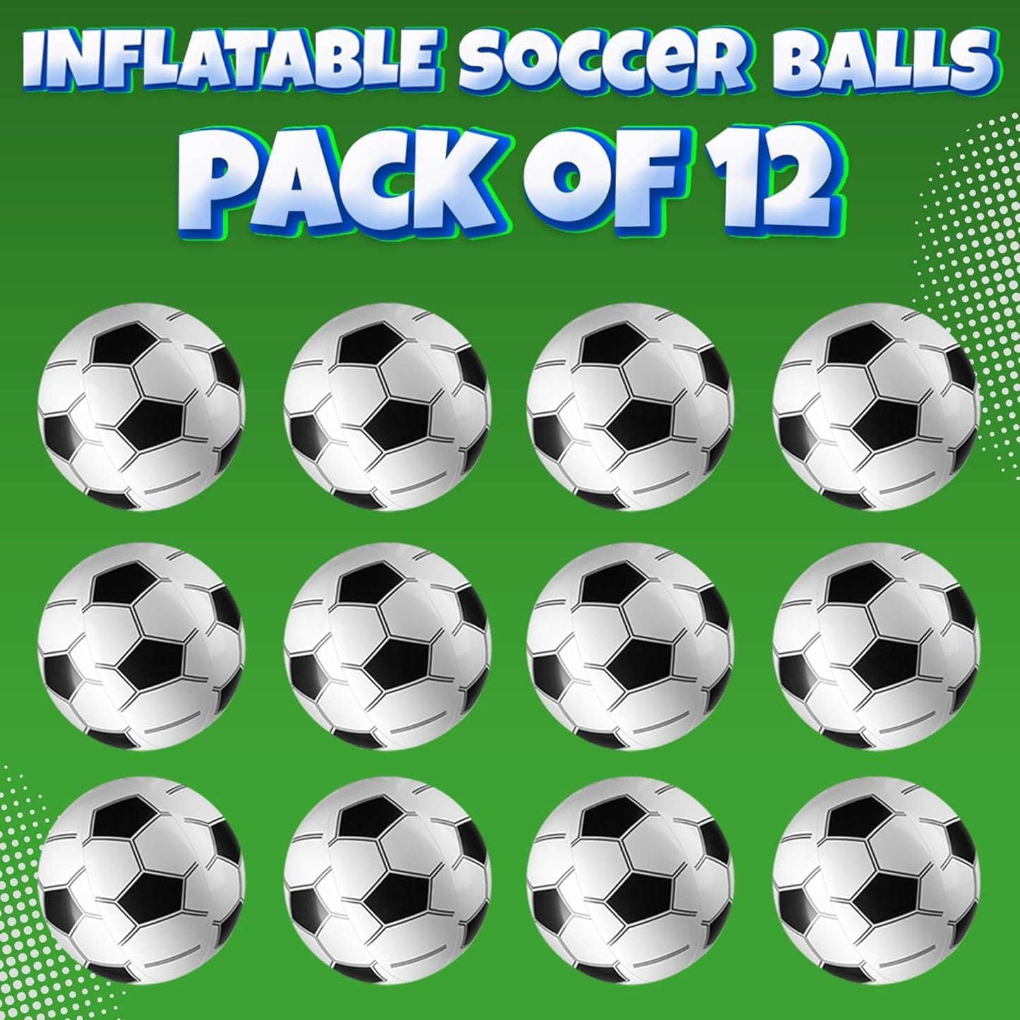 HotBedwina Inflatable Soccer Balls (Pack of 12) 16-inch, Beach Balls Bulk for Beach Toys & Soccer Birthday Party Decorations & Party Favors for Kids, Goodie Bags Stuffers
