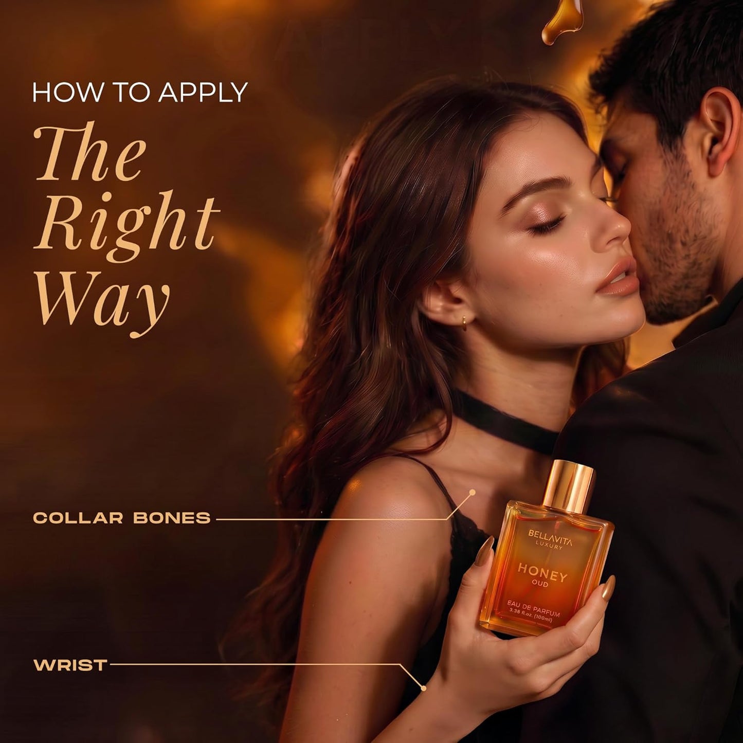 HotBellavita Luxury Honey Oud Eau de Parfum | 100 ml (3.4 fl.oz.) | Perfume for Men and Women | Sweet Honey, Bergamot, Oud, and Amber Notes | Women's Day Special