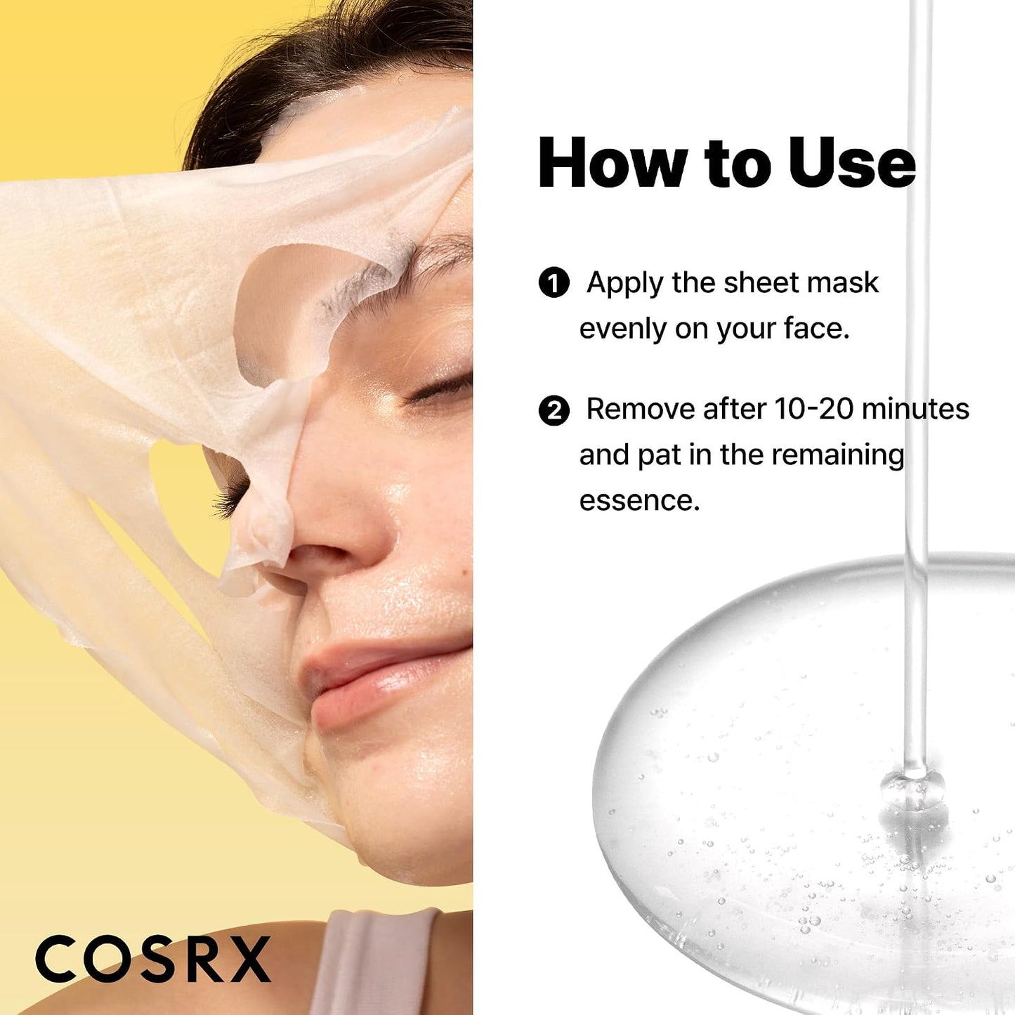 HotCOSRX Snail Mucin Sheet Mask 10 EA with Snail Mucin Serum, Hydrating Face Sheet Masks for Dry & Sensitive Skin, Korean Face Mask for Self Care, Korean Skin Care