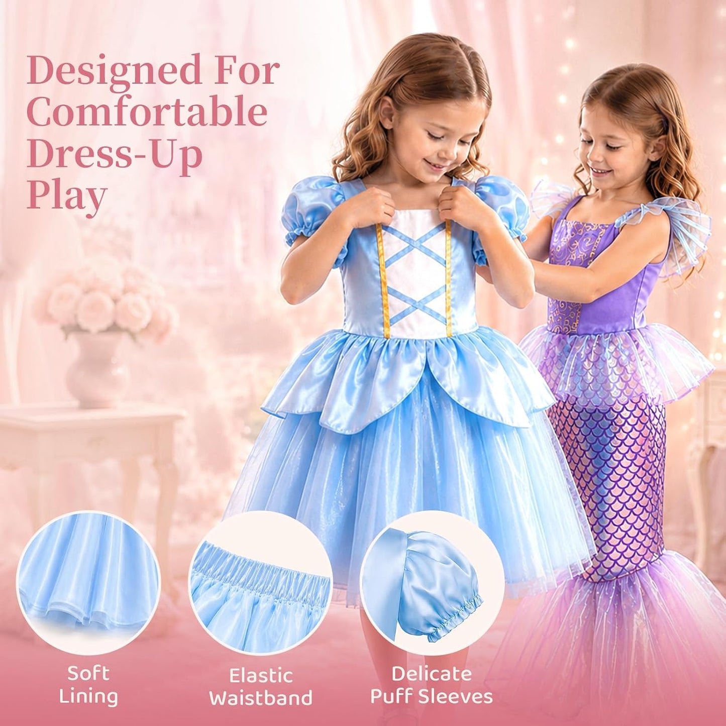 Hot Meland Princess Dress Up Trunk for Girls 3-8, 16PCS Princess Toys Set, Pretend Play Gift for Birthday, Christmas, Halloween