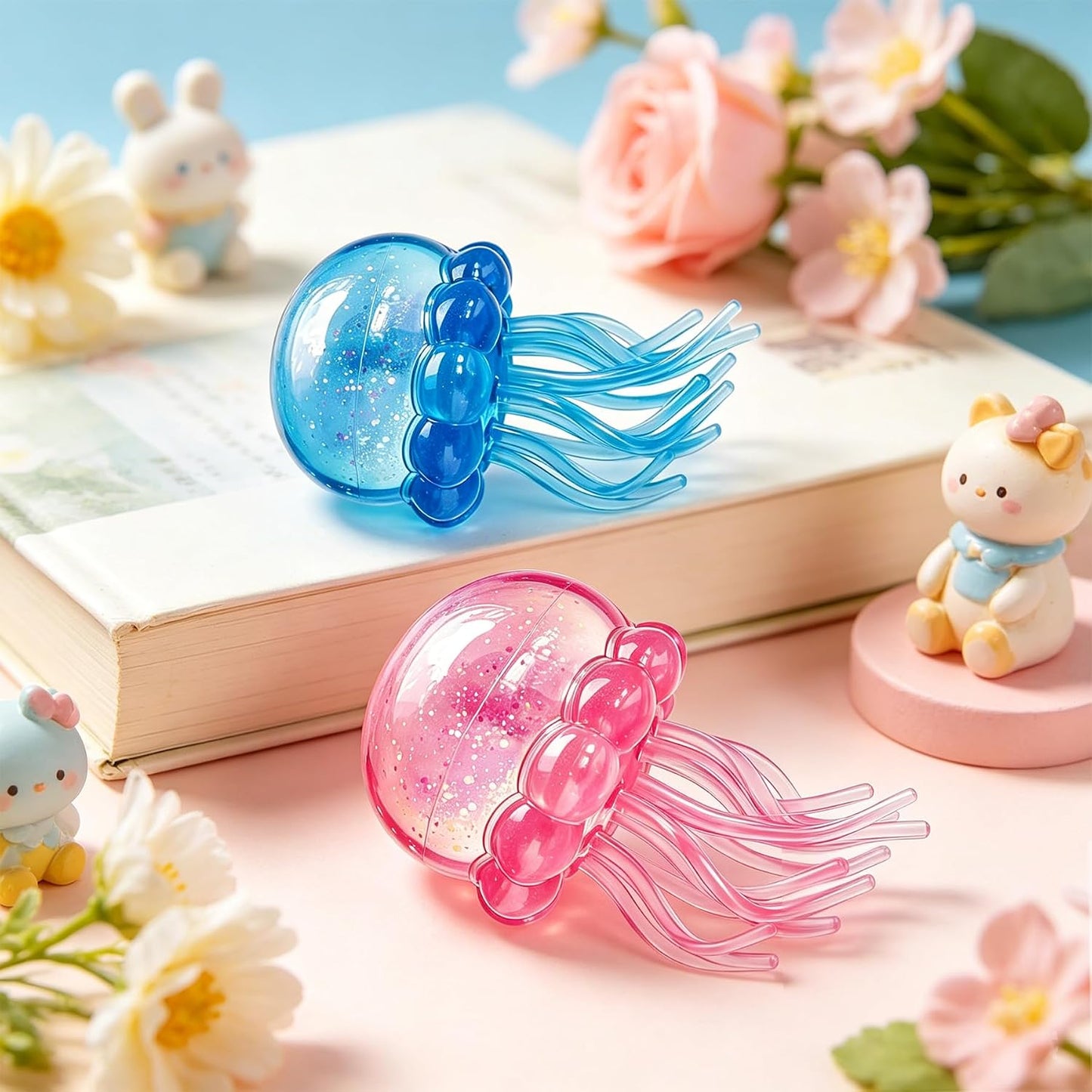 Hot 2Pcs Jellyfish Squeeze Toys, Drop Malt Sugar Balls Relieve Stress, Fidget Toy with a Super Solid for Kids, Sensory Toys for Anxiety and Stress Relief, Summer Party Gifts for Kids and Adult