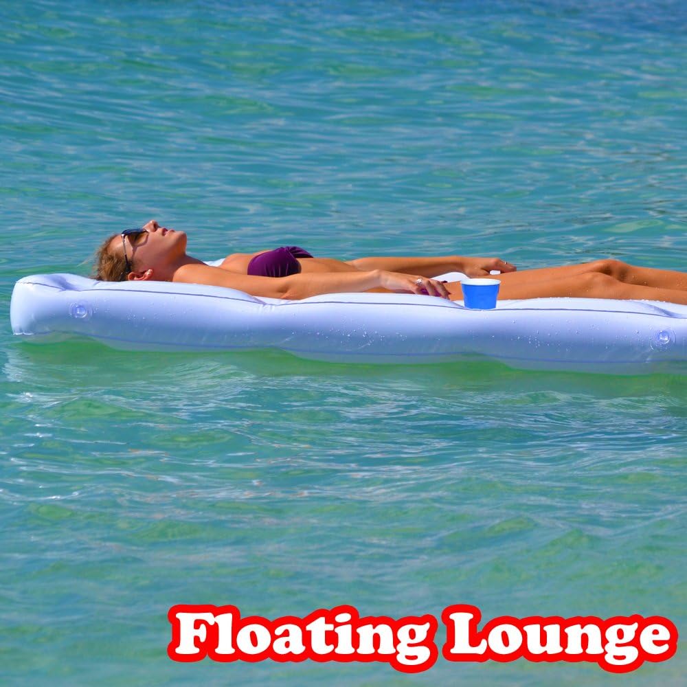HotGoPong Pool Lounge Beer Pong Inflatable with Social Floating, White