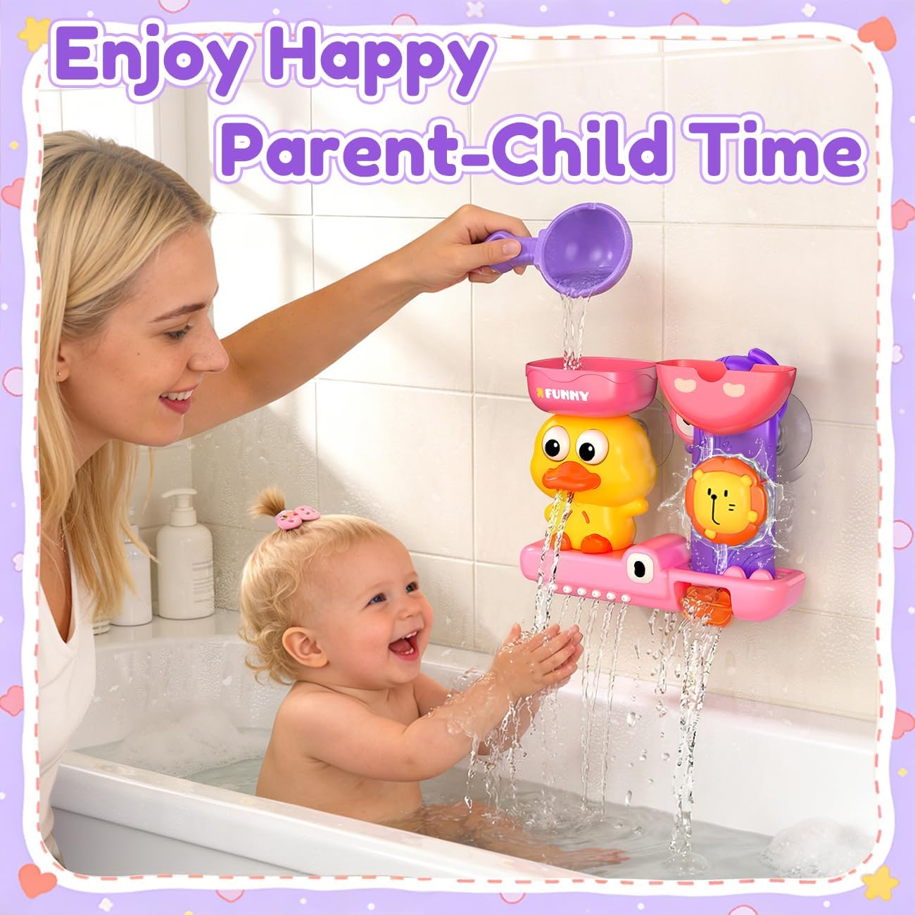 Hot Bath Toys for Kids Ages 1-3: Toddler Bath Toys for 1 2 3 Year Old Girl Gifts - Pink Bathtub Toy for Toddlers 2-4 - Baby Girl Gifts 12+ Months