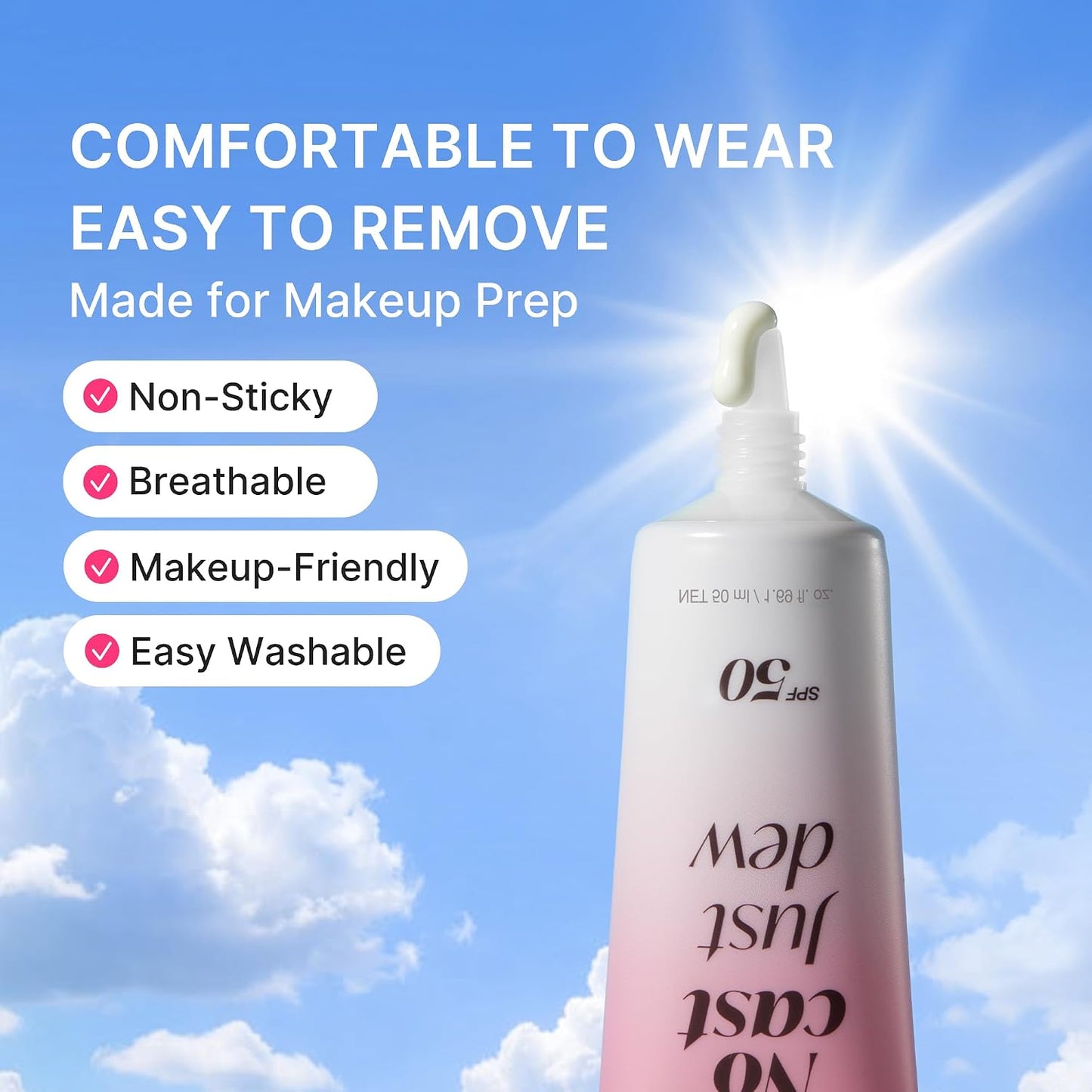 Hotmedicube Sunscreen No Cast Just Dew PDRN Hydrating UV Sun Serum, SPF 50 | SPF 50 Fast-Absorbing Sunscreen with PDRN, Panthenol & Centella - Lightweight Hydration & Cooling, Korean Skincare