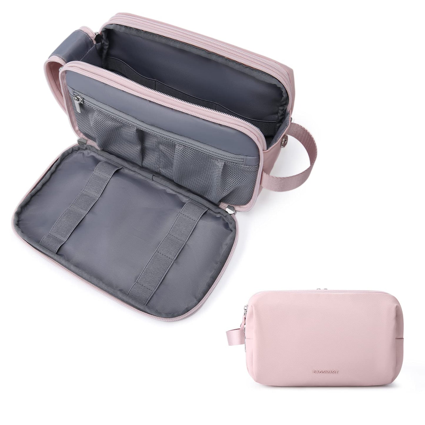 HotBAGSMART Toiletry Bag for Men, Travel Toiletry Organizer Dopp Kit Water-resistant Shaving Bag for Toiletries Accessories, Door Room Essentials, Black-medium