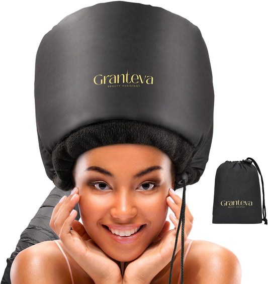 HotHooded Hair Dryer Attachment w/A Headband Integrated That Reduces Heat Around Ears & Neck - Hair Dryer Hooded Diffuser Cap for Curly, Speeds Up Drying Time, Deep Conditioning At Home - Portable, Large