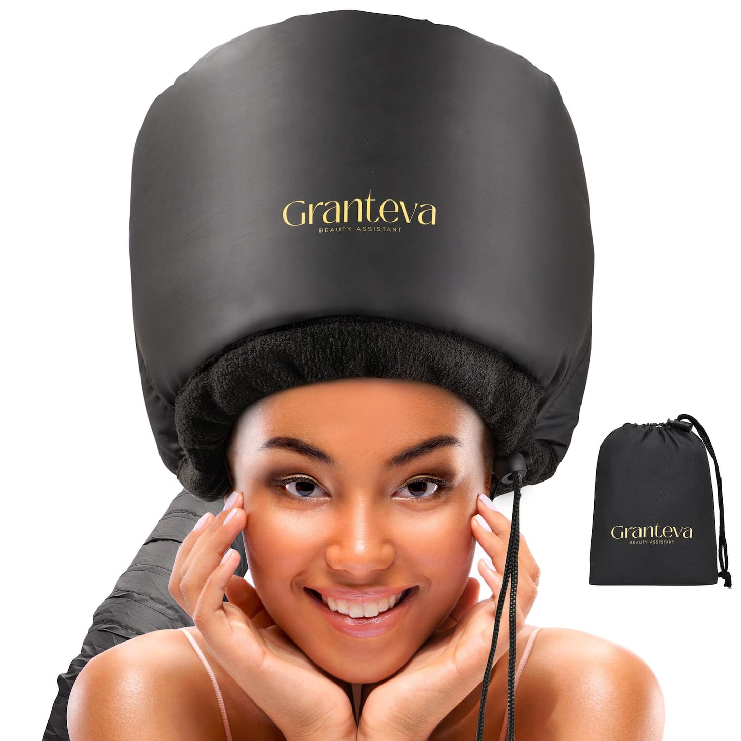 HotHooded Hair Dryer Attachment w/A Headband Integrated That Reduces Heat Around Ears & Neck - Hair Dryer Hooded Diffuser Cap for Curly, Speeds Up Drying Time, Deep Conditioning At Home - Portable, Large