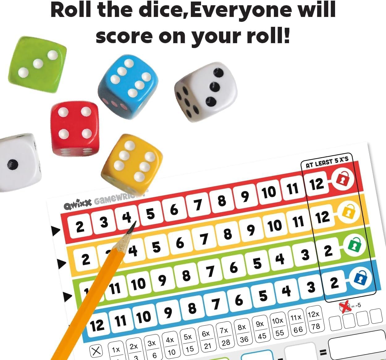 HotQwixx Fast Family Dice Game – Quick 15-Minute Gameplay, Easy to Learn, Strategy & Luck, Travel-Friendly Party Game for Kids & Adults Ages 8+, 2–5 Players