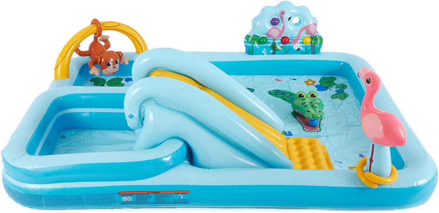 Hot Intex 96" x 78" x 28" Inflatable Jungle Adventure Play Center Spray Kiddie Pool - Backyard Kids Water Slide, Outdoor Blow-Up Splash Pad for Toddlers