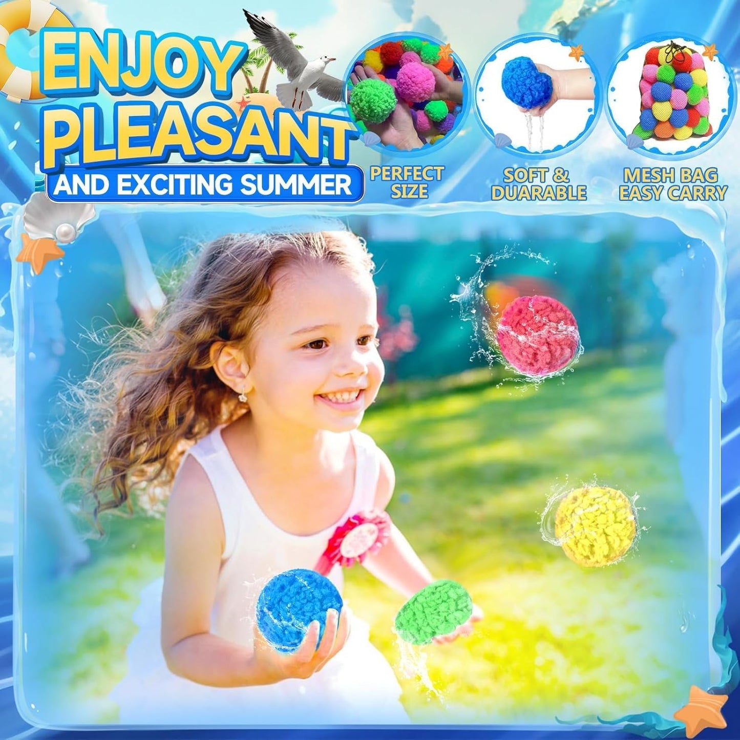 HotBEFANS 60 Pcs Reusable Water Balls, Reusable Water Balloons for Outdoor Toys and Games, Water Toys for Kids and Adults Boys and Girls - Summer Toys Ball for Pool and Backyard Fun