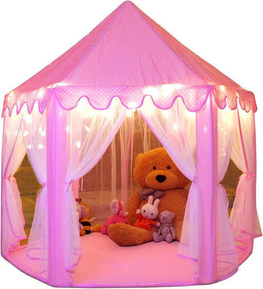 HotMonobeach Princess Tent Girls Large Playhouse Kids Castle Play Tent with Star Lights Toy for Children Indoor and Outdoor Games, 55'' x 53'' (DxH)