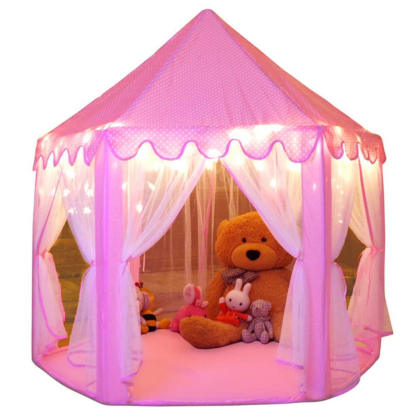HotMonobeach Princess Tent Girls Large Playhouse Kids Castle Play Tent with Star Lights Toy for Children Indoor and Outdoor Games, 55'' x 53'' (DxH)