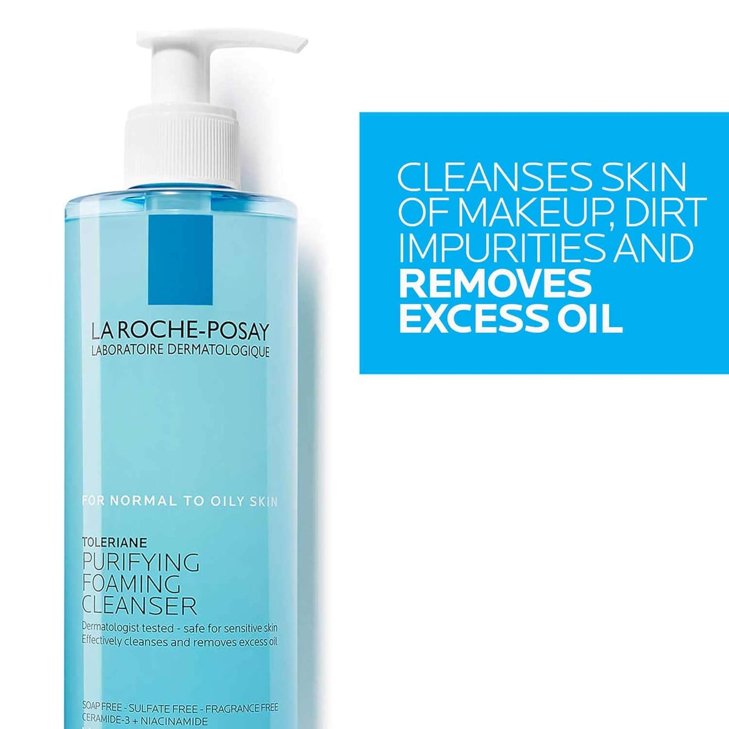 HotLa Roche-Posay Toleriane Purifying Foaming Facial Cleanser, 13.52oz | Oil free face wash for sensitive skin with niacinamide and ceramides. Pore cleanser that won’t dry out skin and is soap free.