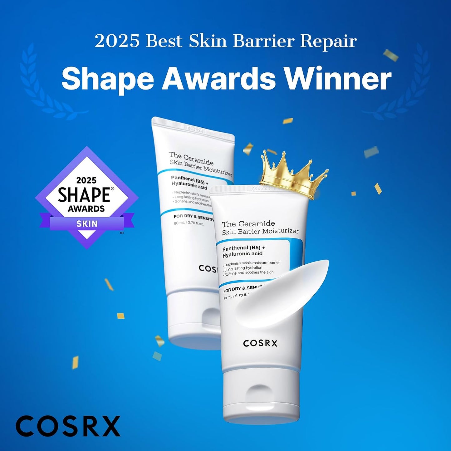HotCOSRX Ceramide Skin Barrier Moisturizer for Face with 7 Ceramides, Hyaluronic Acid & Panthenol, Barrier Repair Face Cream for Dry & Sensitive Skin, 2.7 oz, Korean Face Moisturizer, Korean Skin Care