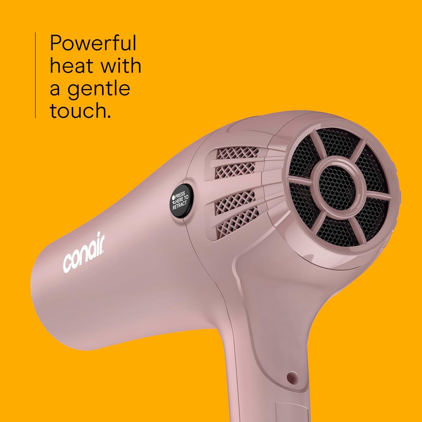 HotConair Hair Dryer with Diffuser & Concentrator, 1875W, Matte Light Pink | Blow dryer with ionic tourmaline technology, 3 heat settings, and 2 speed options to efficiently style all hair types
