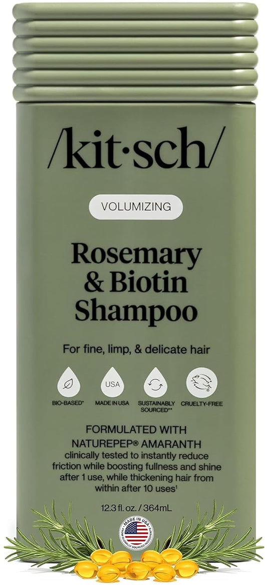 HotKitsch Rosemary & Biotin Shampoo for Hair Growth – Made in USA, 12.3 oz | Volumizing Shampoo for Women & Men – Boosts Fullness and Shine After 1 Use – Clean Bio-Based Hair Care – Color-Safe