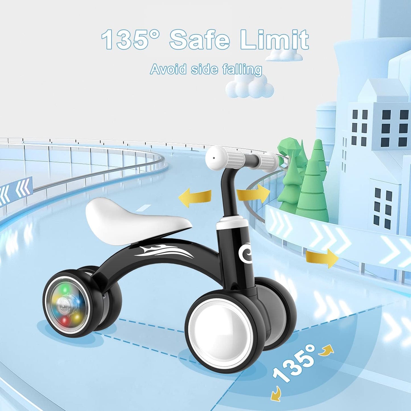 HotGamfeiny Colorful Lighting Baby Balance Bike Toys for 1 Year Old Boy Girl Gifts, 10-36 Month Toddler Balance Bike, No Pedal 4 Silence Wheels & Soft Seat First Riding on Toys, 1st Birthday Gifts