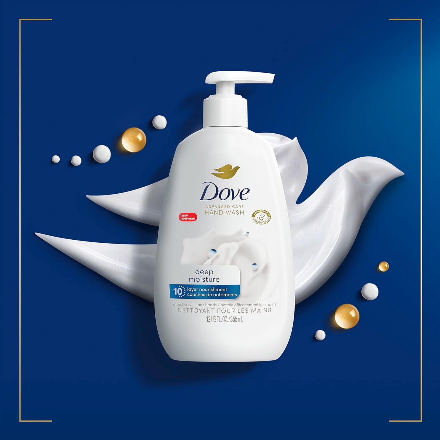 HotDove Advanced Care Hand Wash Deep Moisture 4 Count for Soft, Smooth Skin, More Moisturizers Than the Leading Ordinary Hand Soap, 12 oz