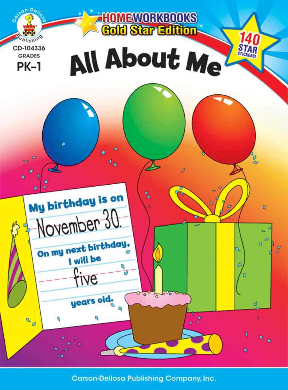 Hot Carson Dellosa All About Me, Grades PK - 1 Workbook (Volume 1) (Home Workbooks)