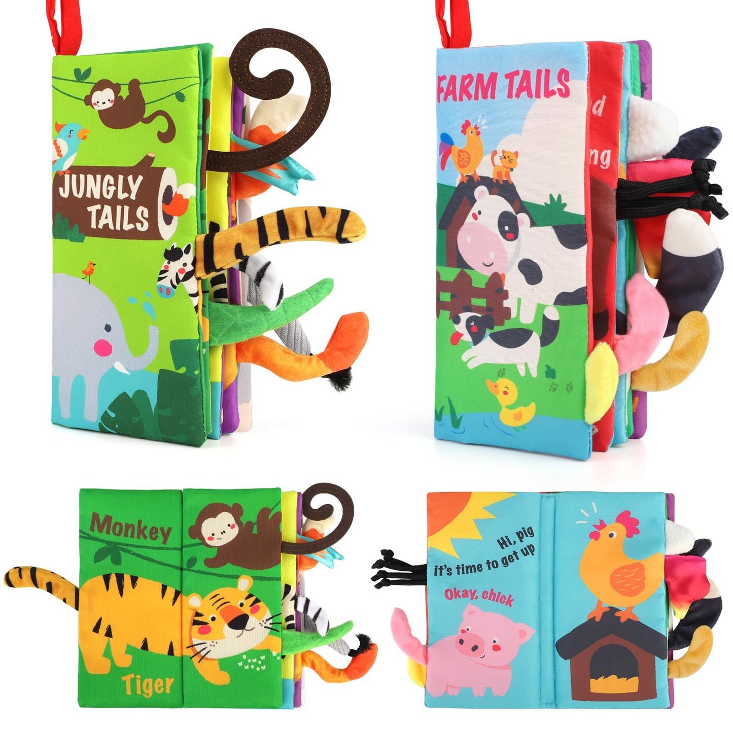 Hotbeiens Baby Books Toys, Touch and Feel Crinkle Cloth Book for Infant Baby 0-3-6-12-18 Months, Early Development Interactive Stroller Soft Toys, Newborn Gifts for Boys Girls