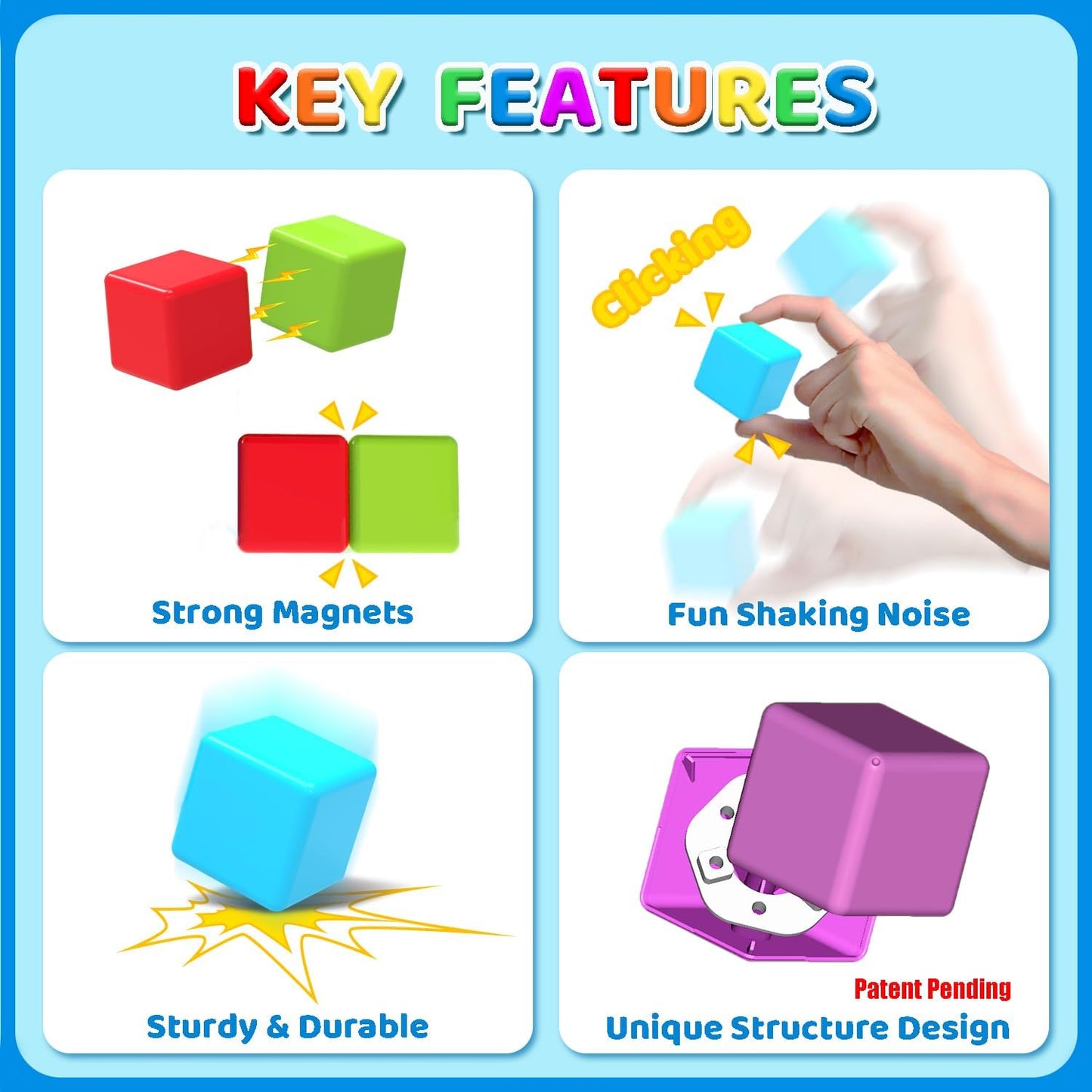 Hot Magnetic Building Blocks, 1.65 inch Large Magnetic Stacking Cubes for Toddlers, Sensory & Montessori Toys for Boys & Girls 1 2 3 Years Old (24 PCS)