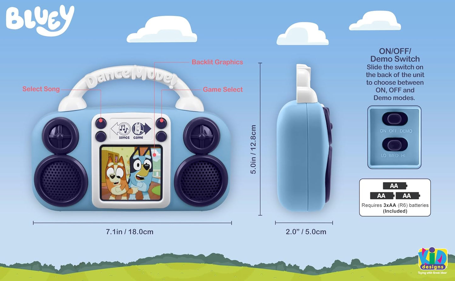 Hot eKids Bluey Toy Music Player, Toddler Toy with Built-in Music and Lights (Bluey)