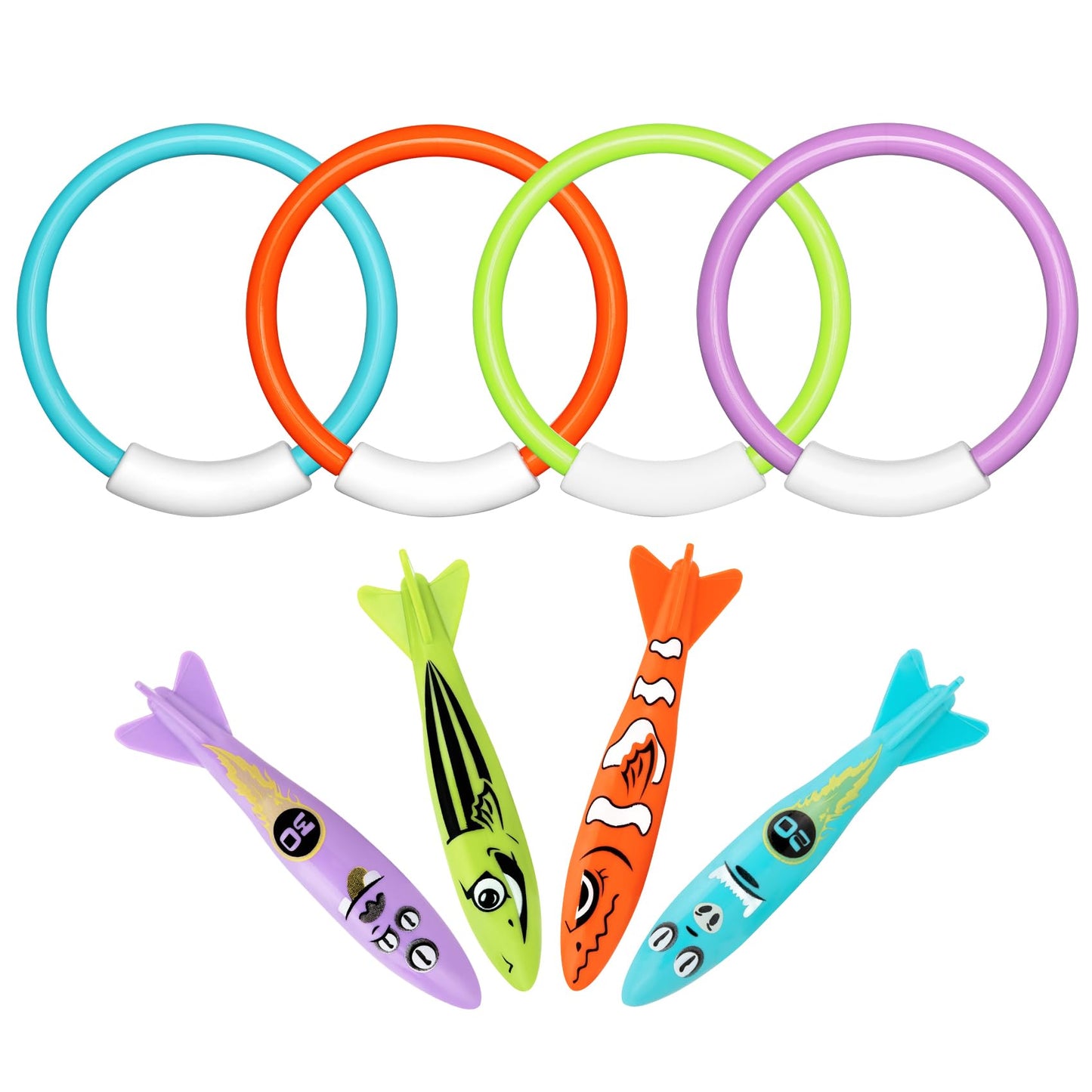 HotKorlon Tec Underwater Pool Toys for Kids Ages 4-8 8-12, Summer Training Swim Pool Diving Toys Set for Fun Water Games