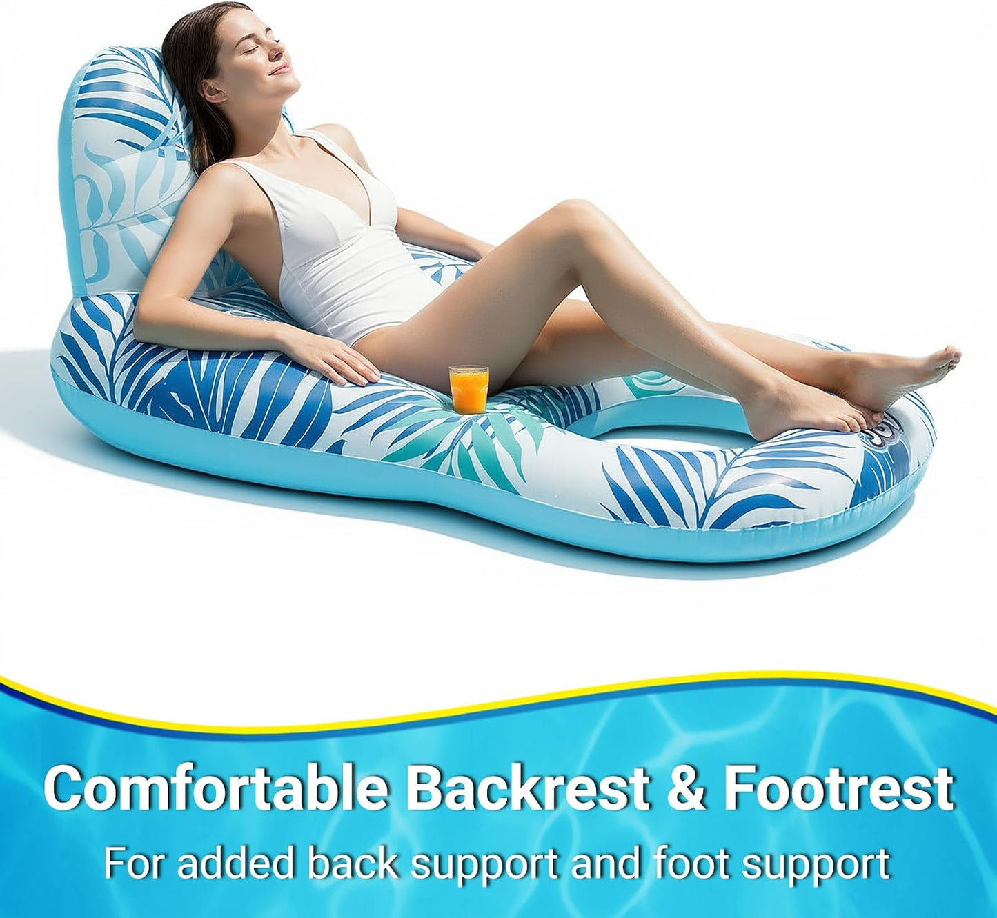 Hot Pool Floats for Adults,Inflatable Chair Lounger Floaties with Drink Holder,Travel Pool Beach Lake Swim Inflatables Water Floating Rafts