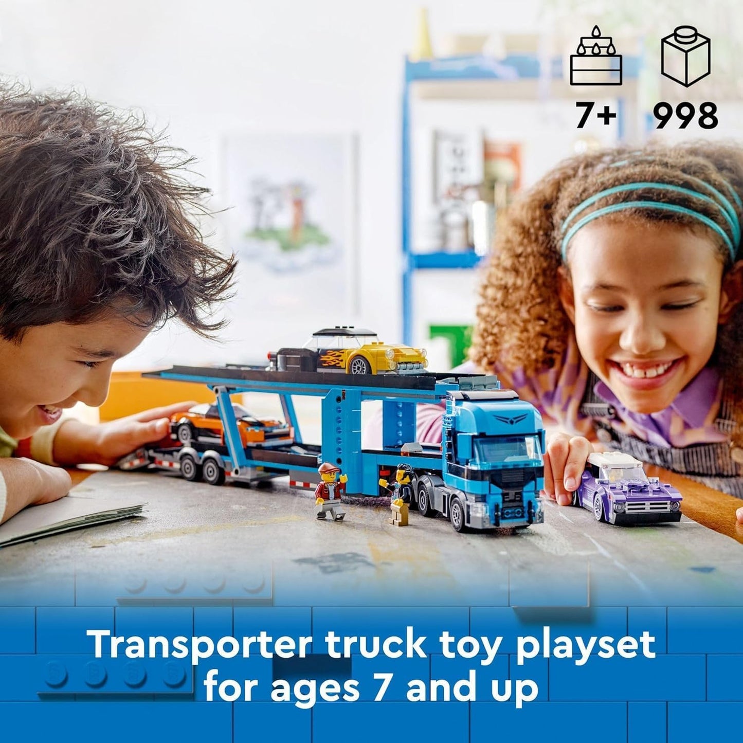 HotLEGO City Car Transporter Truck with Sports Cars Building Toy Set - Semi Truck Toy with Carrier & Trailer for Boys & Girls, Ages 7+ - Gift Idea for Kids - 60408