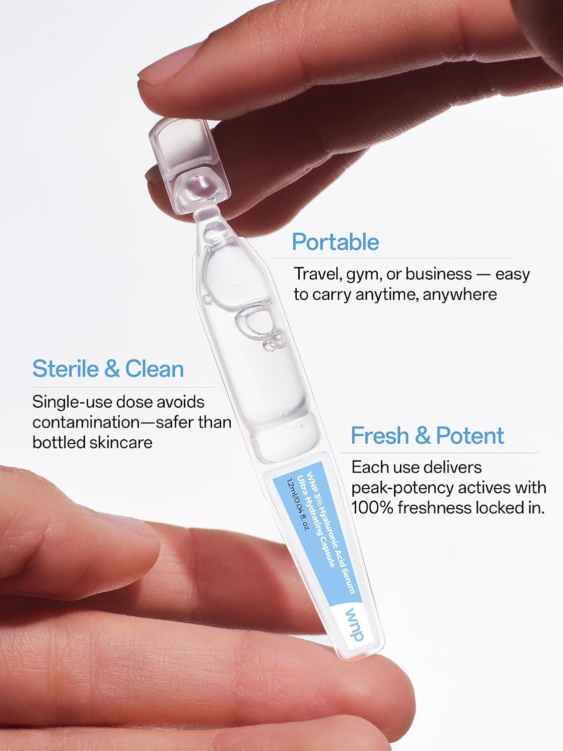 HotWNP Hyaluronic Acid Serum 3% for Face with 4D Multi-Layer Hydration | Ultra Hydrating Anti-Aging Serum | Moisturizer for Dry & Sensitive Skin | Pre-Makeup Skincare | Single-Use Vials 30PCS