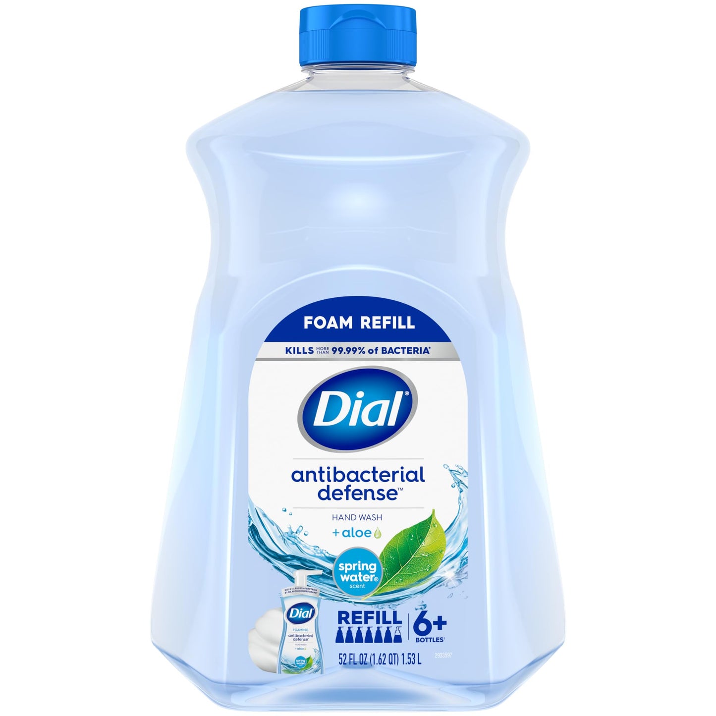 HotDial Antibacterial Defense Foaming Hand Soap + Aloe, Fresh Pear Scent, 52 Fl Oz Hand Soap Refill, Dermatologist-Tested, Gentle on Skin