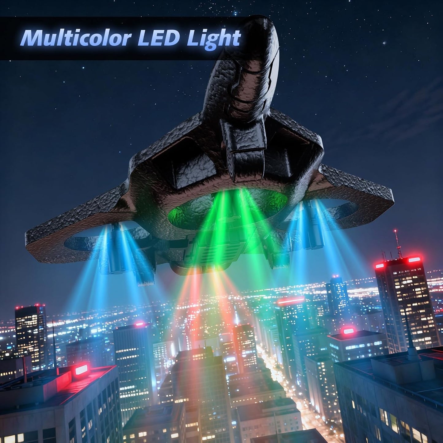 Hot Foam RC Airplane with Cool Led Light, 360° Flip and Headless Mode, Remote Control Airplane RC Plane for Kids Adults Aged 6+, RC Flying Toy for Kids, Birthday Gift - Black Blue