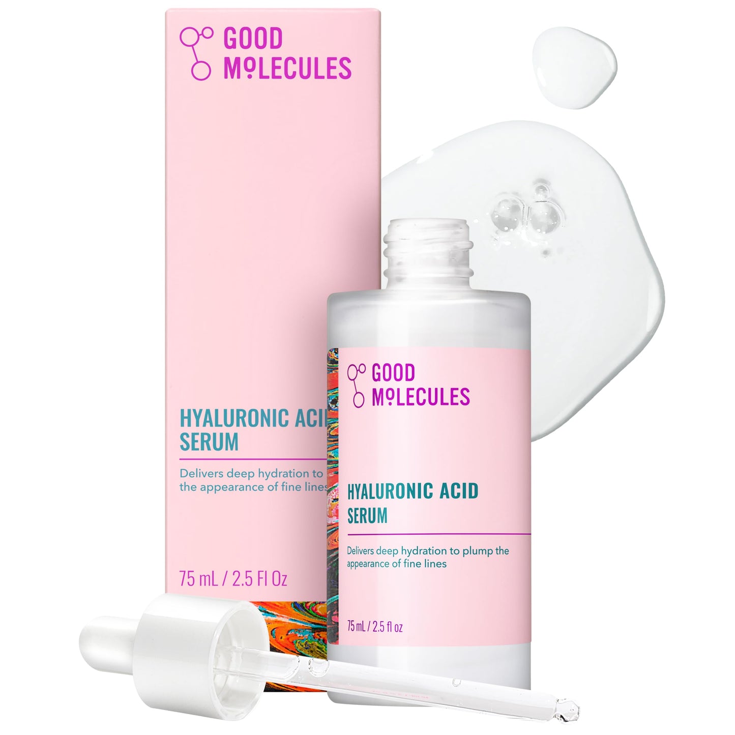HotGood Molecules Hyaluronic Acid Serum - 1% Hyaluronic Acid Ultra hydrating Serum Facial Moisturizer for Plumper Skin, Skin Care for Face