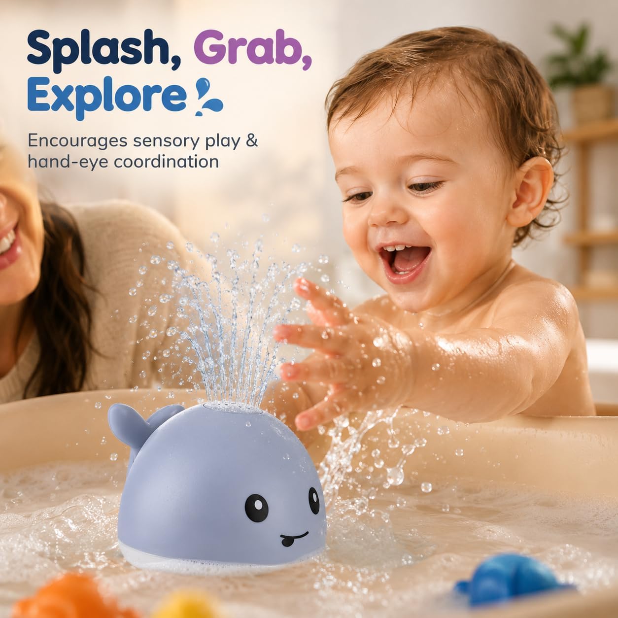 HotGigilli Bath Toys for Kids, Baby Bath Toys, Pool Water Toys for Toddlers, Babies Boy Girl Gifts, Light Up Whale Bath Toy Sprinkler, Birthday Bathtub Fountain Toy