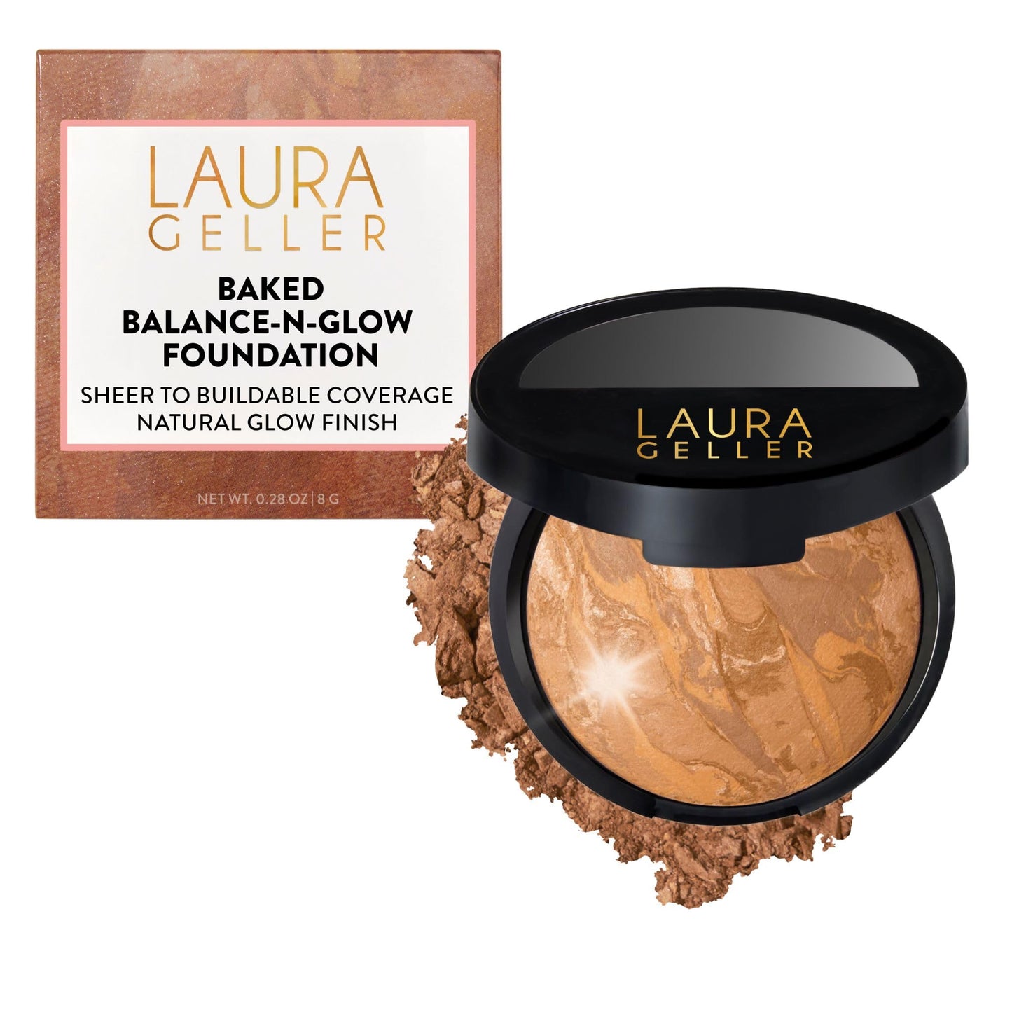 HotLAURA GELLER NEW YORK Baked Balance-n-Glow Illuminating Powder Foundation – Medium – Handmade in Italy – Pearl-Infused Satin Finish – Vitamin C Brightening – Buildable Sheer Coverage – For Mature Skin