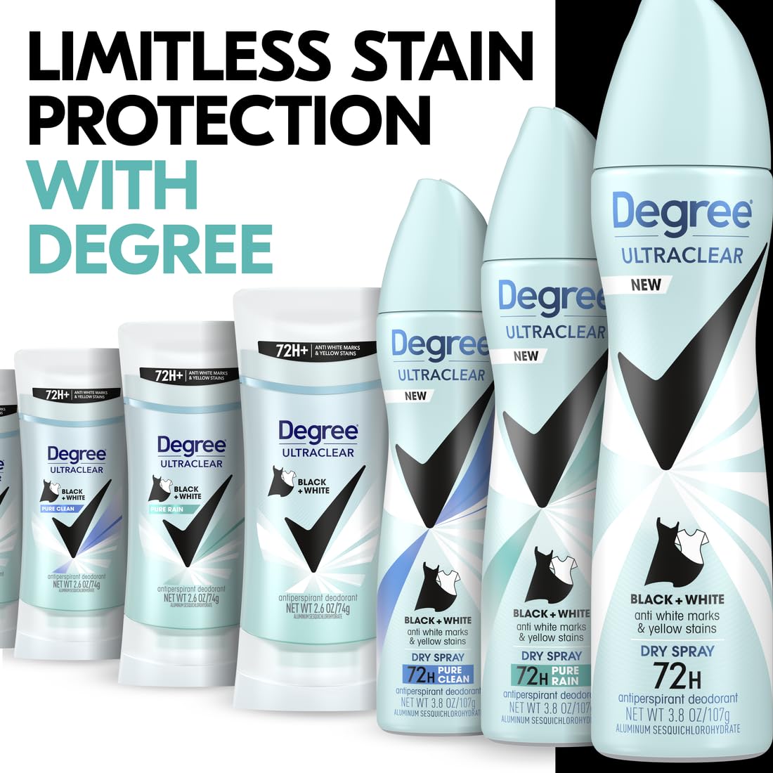 HotDegree Women's Black+White 4 Count Antiperspirant Balm 2.6 oz - Protects from Deodorant Stains, Fresh Scent, 48H Non-Stop Protection