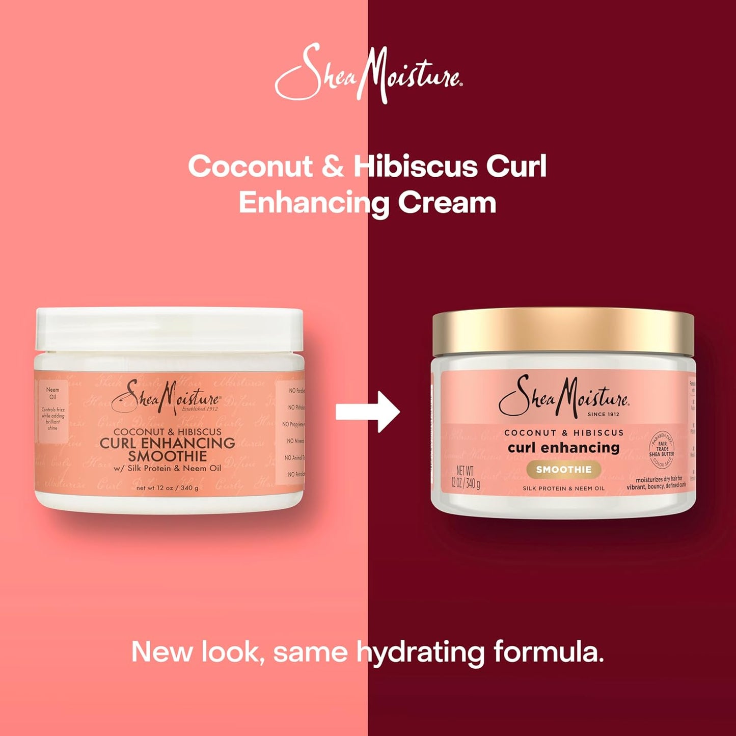 HotSheaMoisture Smoothie Curl Enhancing Cream Coconut and Hibiscus for Thick, Curly Hair Sulfate Free and Paraben Free 12 oz