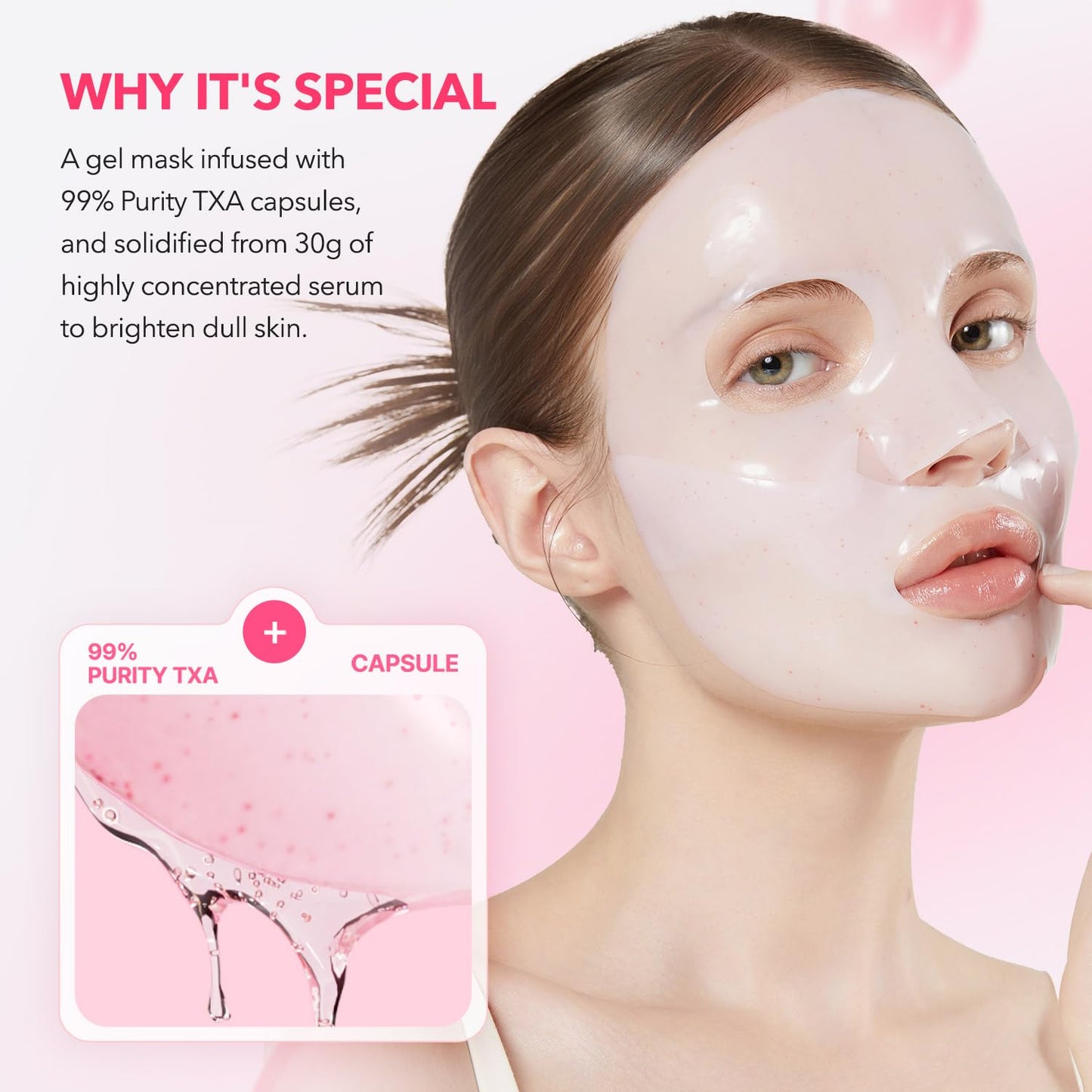 HotAPRILSKIN TXA Pink Capsule Gel Mask | Overnight Face Mask for Glass Glow Skin I 99% High-Purity Tranexamic Acid 3 for uneven skin tone I Elasticity, Hydrating and Firming I Korean Skincare I 30g x 4ea