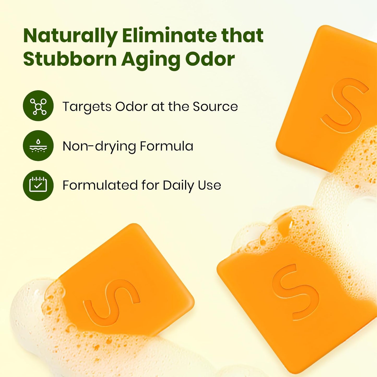 HotJapanese Persimmon Cleanser Bar 6 Pack Bundle for Body Odor, Solution for Old People Smell - Natural Ingredient Body Bars, Organic Formula, Skin Care, Cleansing Hygiene 1 oz