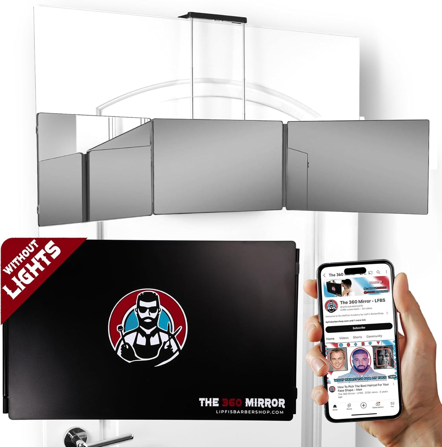 HotThe 360 Mirror - 3 Way Mirror for Self Hair Cutting - Adjustable Trifold Barber Miror to Cut Your Own Hair - Tri Fold Self Haircut System for Men and Women Braiding - Three Sided Miror for Haircuts
