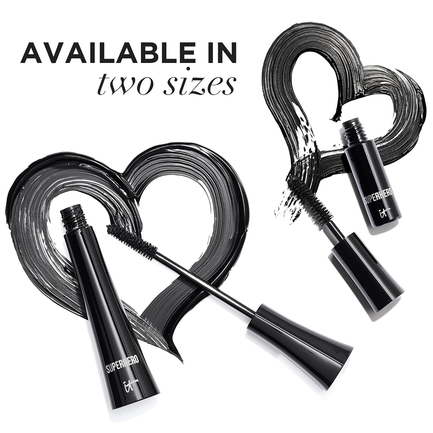 HotIT Cosmetics Superhero Elastic Stretch Volumizing + Lengthening Mascara | Lifting & Curling Mascara with Lash-Loving Biotin, Hydrolyzed Collagen + Peptides, Great for Sparse Short + Long Eyelashes