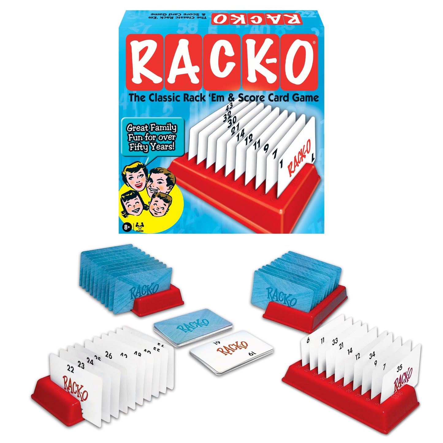 HotWinning Moves Rack-O Retro Edition, Enjoyed Since the 50's | Classic Tabletop Number Sorting Game, 2-4 Players, Ages 8+