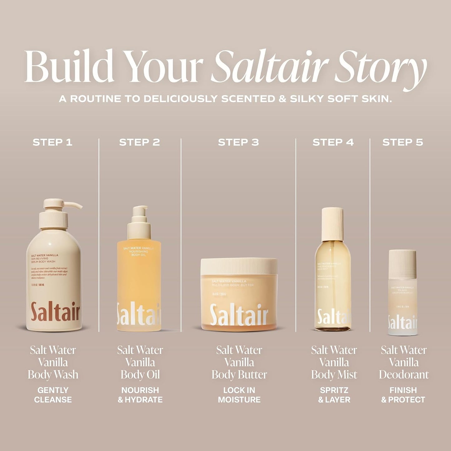 HotSaltair Nourishing Body Oil | Lightweight Glow | Salt Water Vanilla, 4 oz | Lightweight body oil with fermented saururus, kukui, moringa, astaxanthin, biomimetic plant actives, and vegan formula