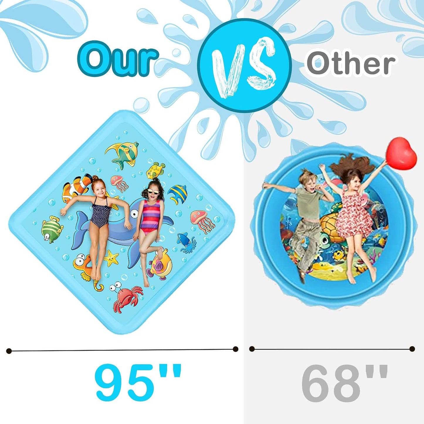 HotGrowsland Splash Pad for Toddlers, Outdoor Sprinkler for Kids | 67" Summer Water Toys Baby Pool Fun Gifts for 3 4 5 6 7 8 9 Years Old Boy Girl Backyard Garden Lawn Outdoor Games